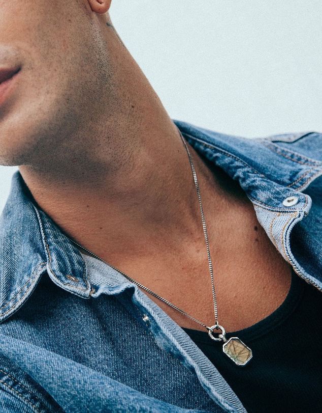 Haze & Glory - ICONIC EXCLUSIVE - Labradorite Pendant Necklace in Oxidised 925 Silver