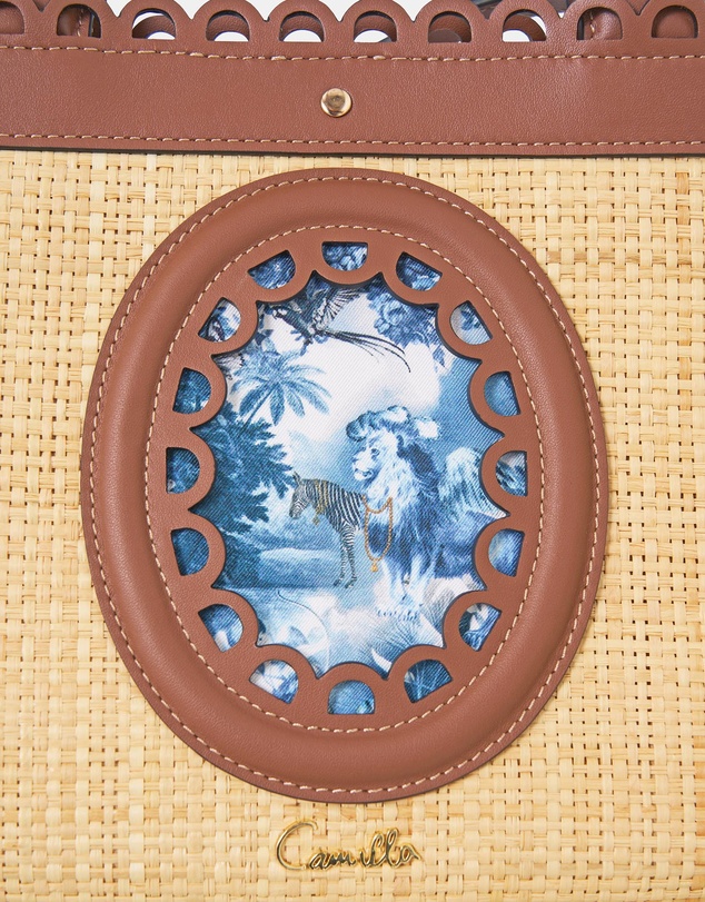 Camilla - Raffia Mini Tote With Leather Trims