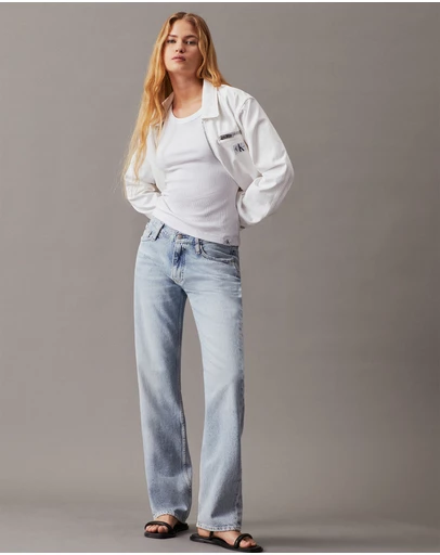 Calvin Klein Jeans - Cropped Zip Up Denim Jacket