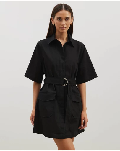 Atmos&Here - Amy Cotton Drill Mini Shirt Dress