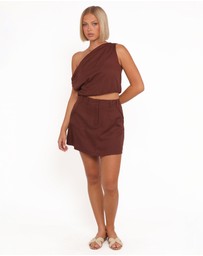 Petal & Pup - Shaw Off Shoulder Top - Chocolate Brown