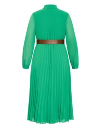 City Chic - Plus size Honey Lane Pleat Midi Dress - kelly green