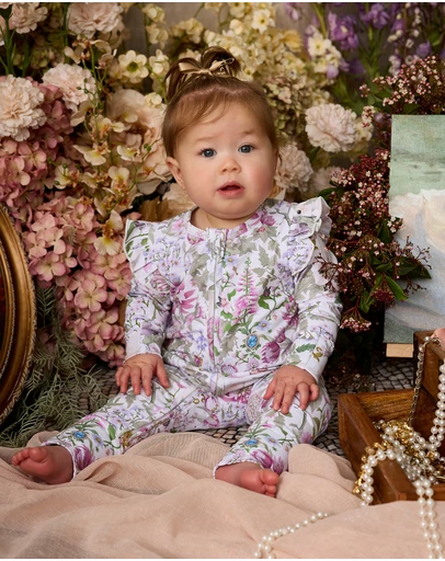 Fleur Harris - 'Heirloom Treasures' Precious Frill Coverall in Gardenia