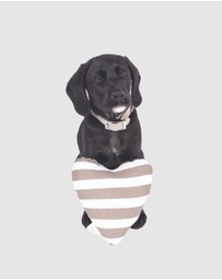 Mog & Bone - Heart Shaped Soft Toy - Latte Hamptons Stripe Print