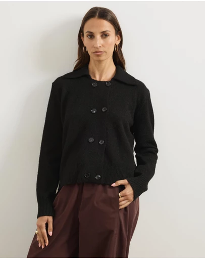 Atmos&Here - Aspen Knit Wrap Cardigan With Collar