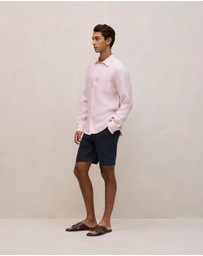 Trenery - Regular Fit Linen Fine Stripe Shirt in Soft Lilac