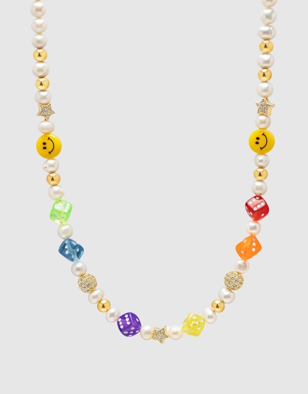 Nialaya Jewellery - Men's Pair of Dice Pearl Choker