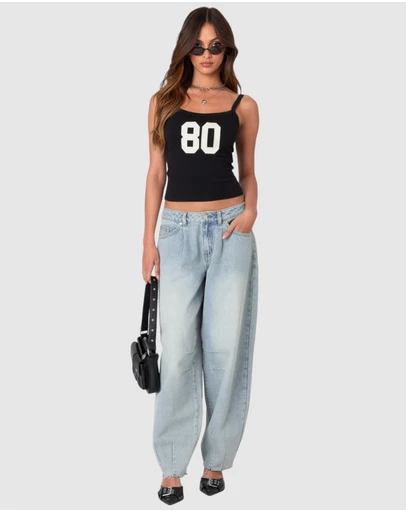 EDIKTED - Balloon Washed Low Rise Jeans