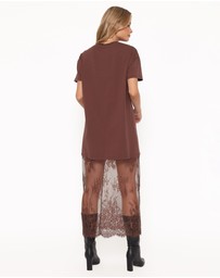 Petal & Pup - Kella Short Sleeve Lace Maxi Dress - Brown