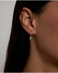Michael Hill - Signature Lock Hoop Huggie Earrings in Sterling Silver