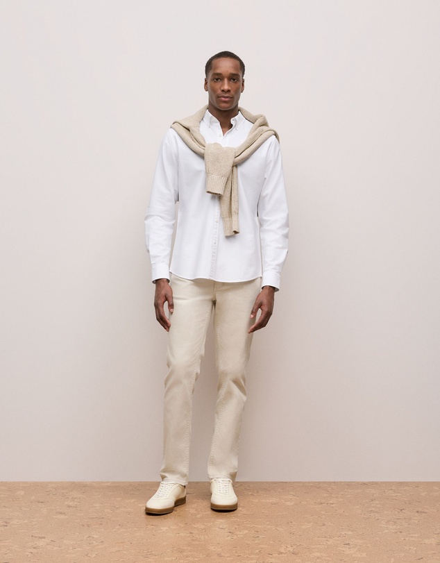 Trenery - Regular Fit Cotton Monogram Oxford Shirt in White