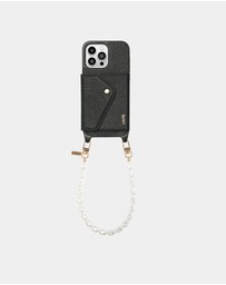 LOUVE COLLECTION - Leather Phone Case Wallet & Strap + Pearl Wristlet