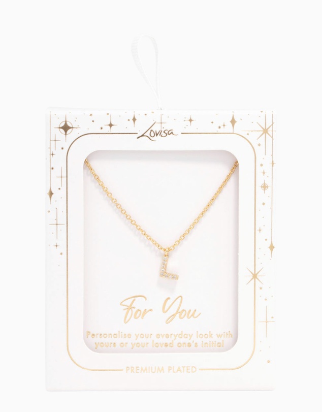 Lovisa - Gold Plated Cubic Zirconia Letter L Necklace