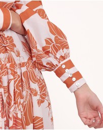 Petal & Pup - Jules Long Sleeve Dress - White/Orange