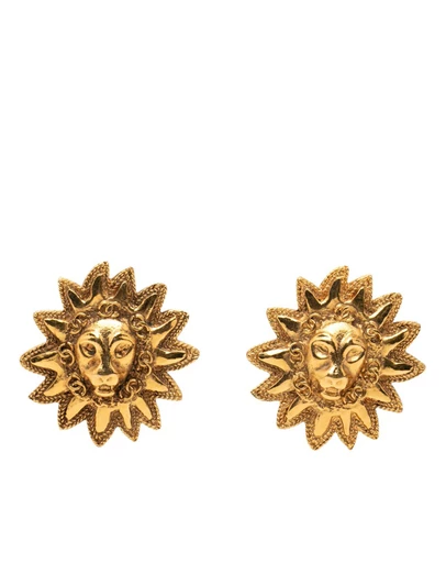 Pre-Loved by Azura Reborn - Pre-Loved CC Gold Plated Lion Sunburst Clip on Earrings