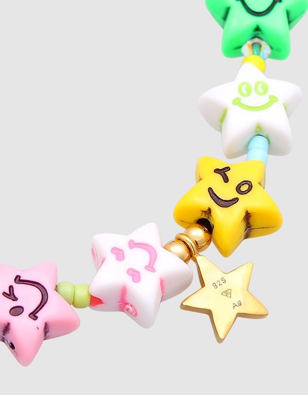 Elli Jewelry - Bracelet Smiling Face Star Colourful with Crystal 925 Sterling Silver Gold Plated