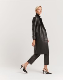 Country Road - Leather Double-breasted Coat