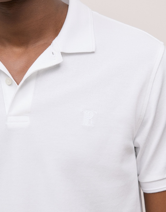 Trenery - Pique Monogram Short Sleeve Polo in White