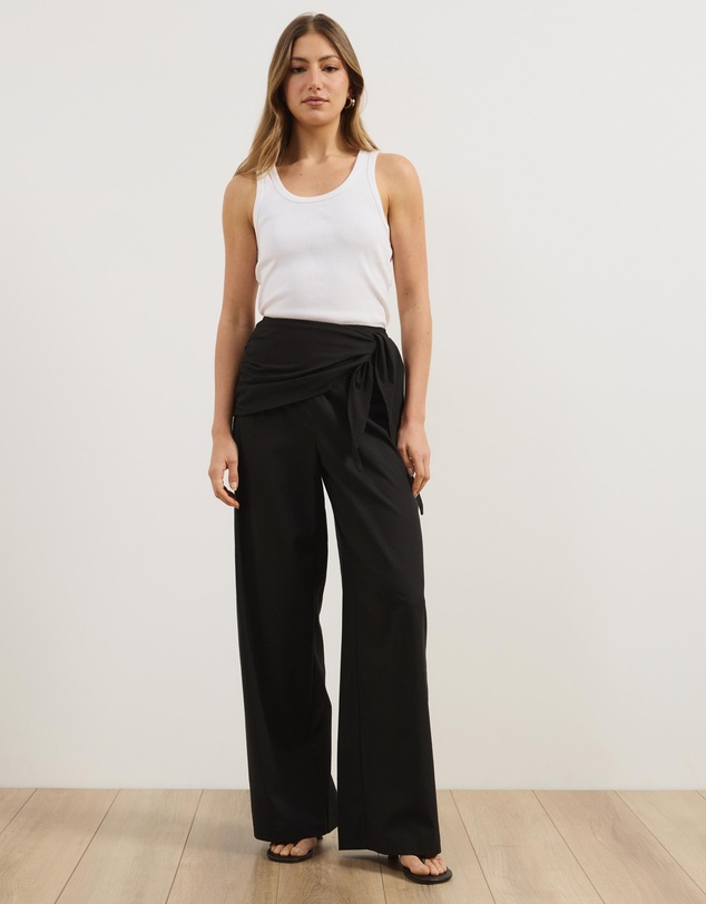 Atmos&Here - Sabrina Linen Blend Wrap Belt Pants