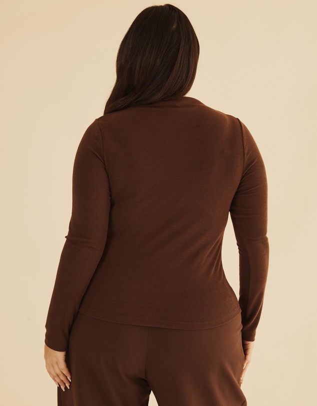 Atmos&Here Curvy - Mock Neck Rib Long Sleeve Top