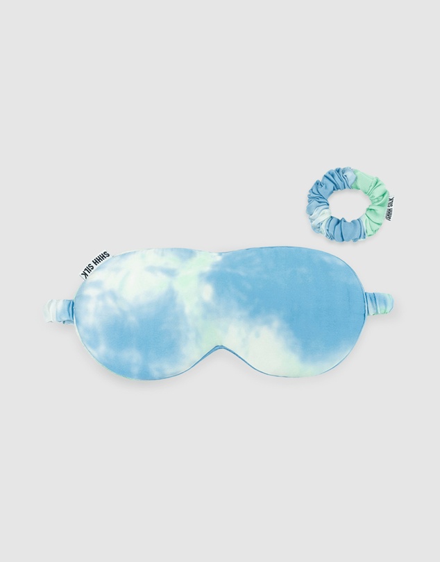 Shhh Silk - Blue Tie Dye Silk Eye Mask Set