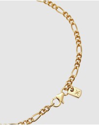 Kuzzoi - ICONIC EXCLUSIVE - Bracelet Male Cross Figaro Chain 925 Sterling Silver Gold Plated