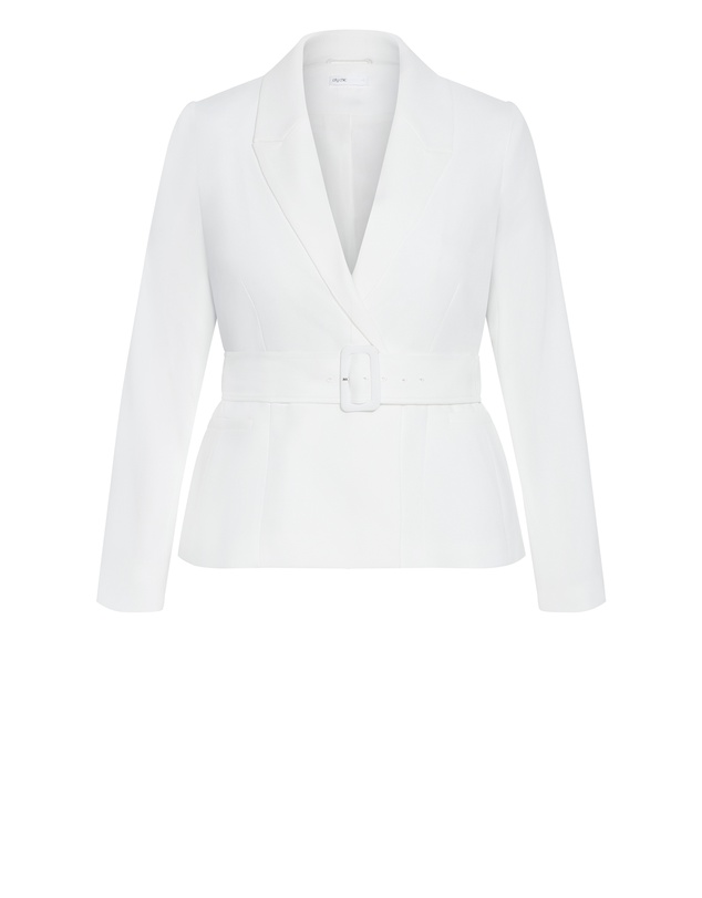 City Chic - Plus size Ivy Belted Blazer - ivory