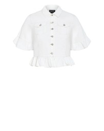 City Chic - Plus size Florence Frill Denim Jacket - ivory