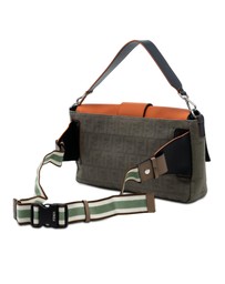 Pre-Loved by Azura Reborn - Pre-Loved Large Zucca Canvas and Leather Convertible Belt Baguette