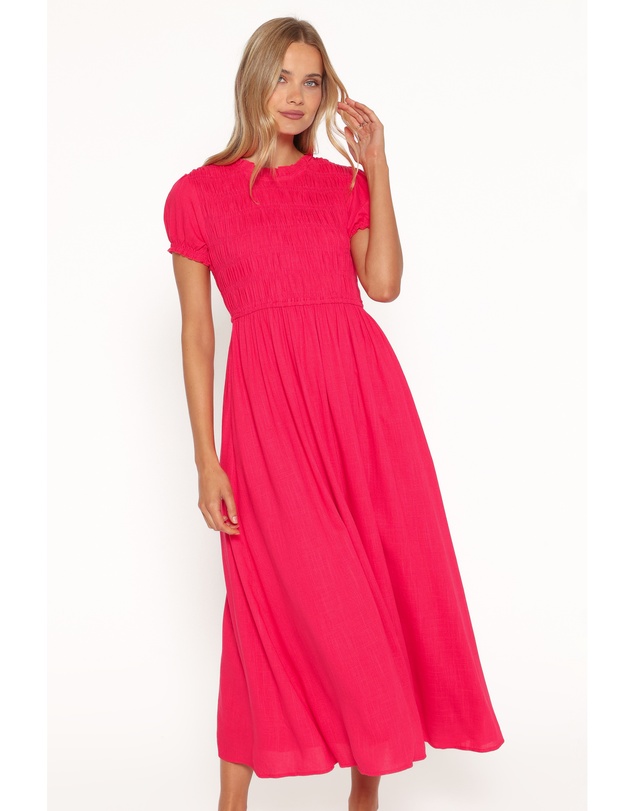 Petal & Pup - Darla Puff Sleeve Dress - Hot Coral