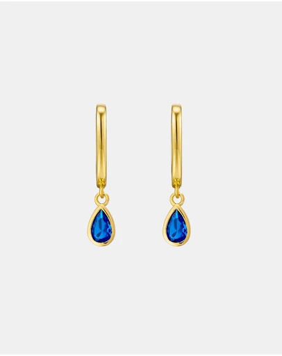 Zoe Olivia - 14K Gold Vermeil Cubic Zirconia Pear Drop Huggies