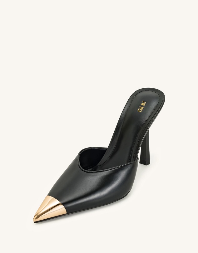JW PEI - Savannah Metal Cap Toe Pointed Mule Heels