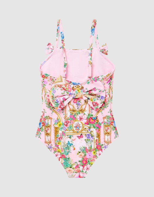 Camilla - Straight Neck One Piece With Bows - Kids-Teens