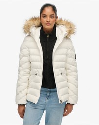 Superdry - Fuji Faux Fur Slim Fit Hood Padded Jacket