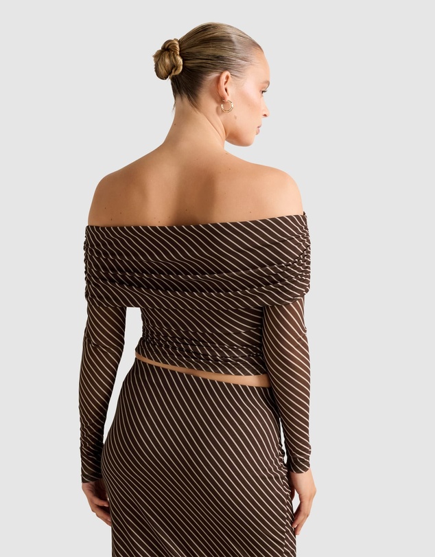 Forever New - Kaia Ruched Mesh Bardot Top