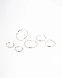 Lovisa - Waterproof Stainless Steel Large Basic Hoop Earrings Pack