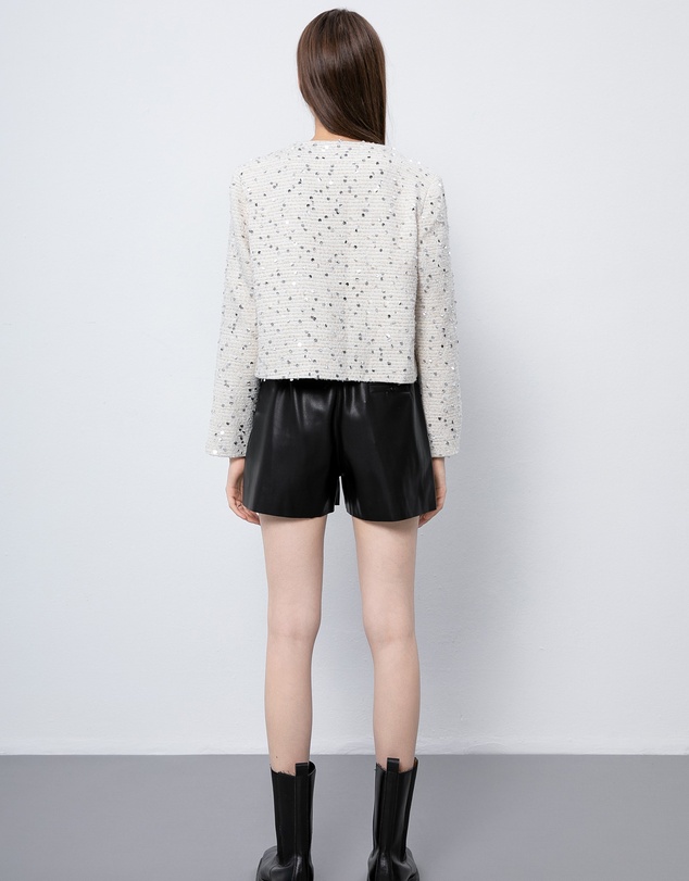 Glamorous - Sequinned love button tweed coat