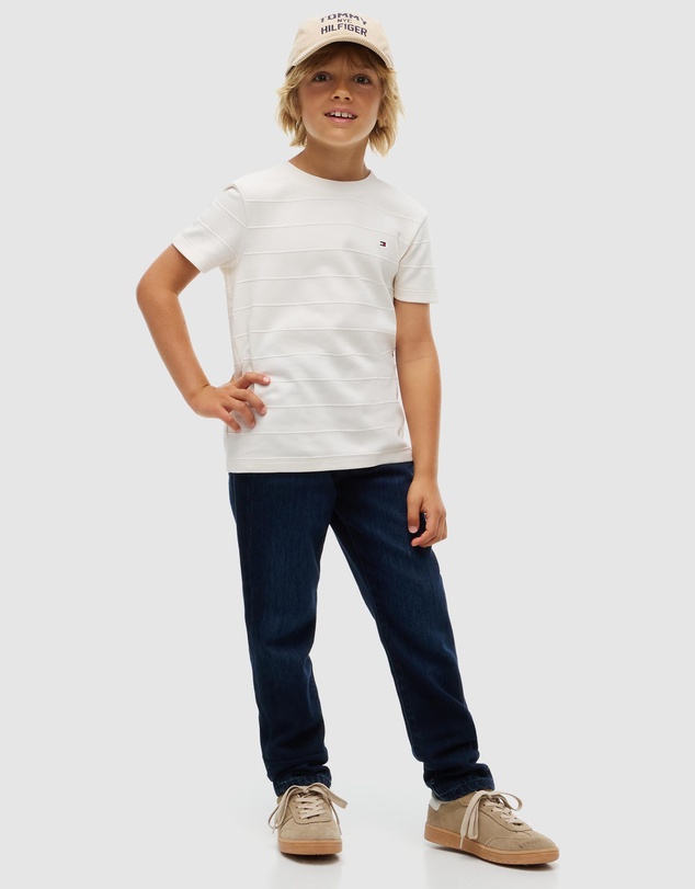 Tommy Hilfiger - Jacquard Stripe Flag Embroidery T-Shirt - Teens