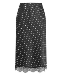 City Chic - Plus size Solene Spot Lace Hem Skirt - dark chocolate