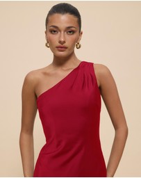 CHANCERY - Hallie Satin One Shoulder Drape Maxi Dress