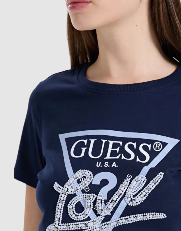 GUESS - Love Triangle Pearls Short Sleeve T-Shirt