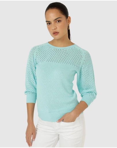 SACHA DRAKE - 3/4 Sleeve Ripple Knit Top