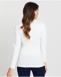Angel Maternity - Maternity V-Neck Cross-Over Bamboo Long Sleeve Top