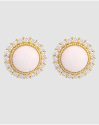 Georgini - Georgini Opal Glow Marrinawi White Created Opal Gold Earrings