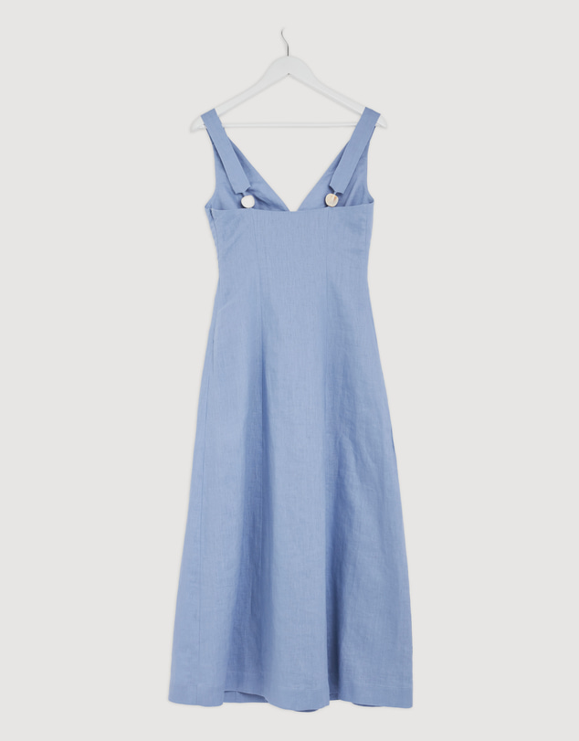 Revibe - Repaired AERE Haven Linen Beaded Midi Dress - AU 8