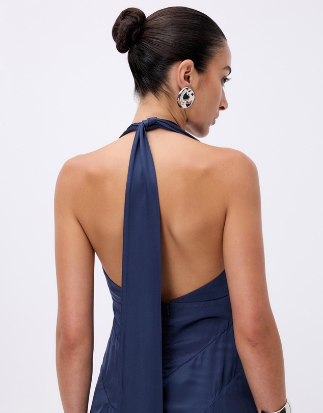 Revibe - Repaired Minima Esenciales Daphne Halter Scarf Maxi Dress - AU 10