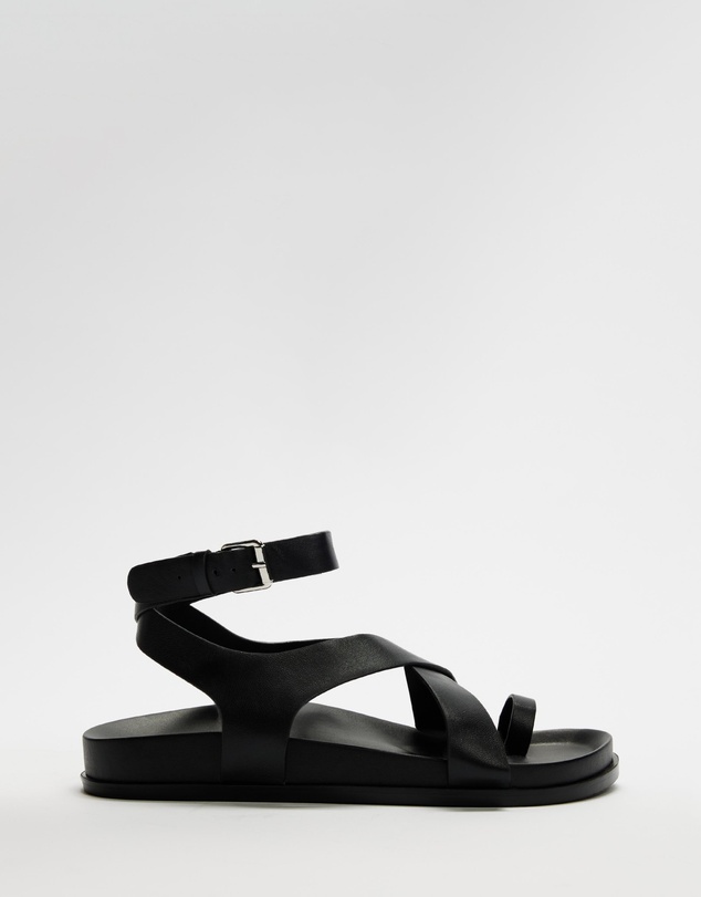AERE - Leather Crossover Footbed Sandals