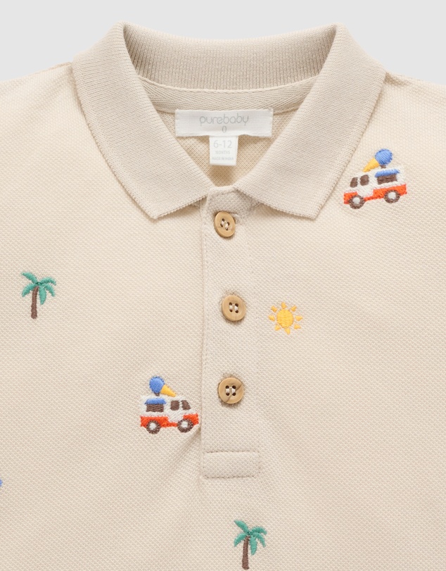 Purebaby - Resort Embroidered Polo -Kids-Babies