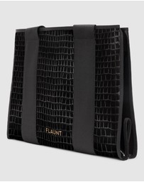 Flaunt - Flaunt Black Crocodile Faux Everyday Tote w/ Pouch