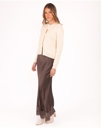Petal & Pup - Alira Lace Trim Midi Skirt - Brown